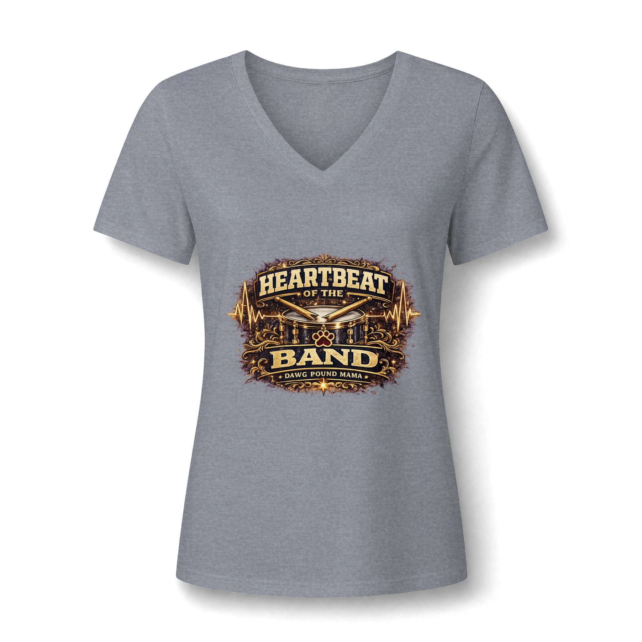 Heartbeat of the Band Women’s V-Neck Tee — Rustic Music Lover Graphic