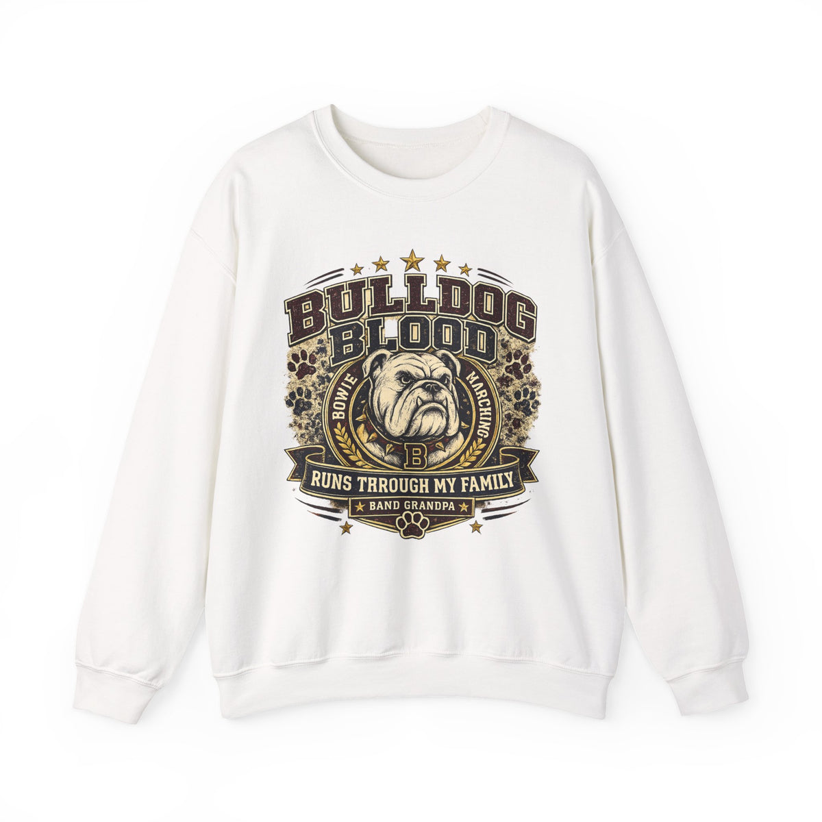 Bulldog Blood Crewneck Sweatshirt — 'Bulldog Blood Runs Through My Family' Vintage Dog Lover Pullover