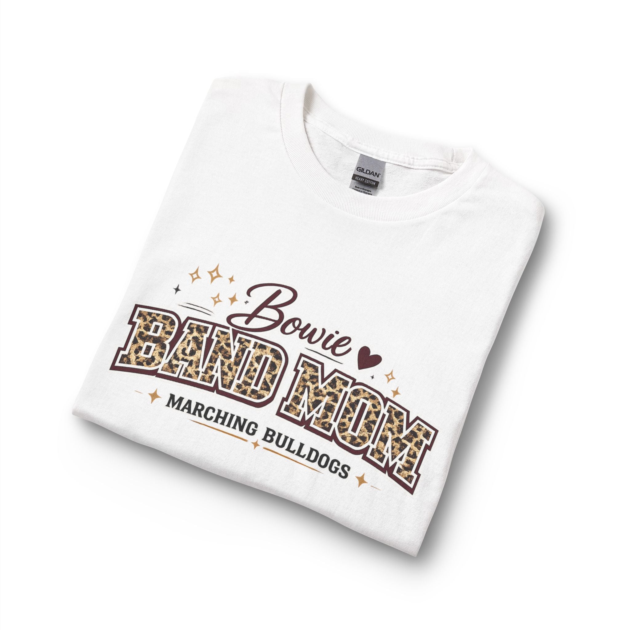 Bowie Band Mom Long Sleeve Shirt — Marching Bulldogs Leopard Print
