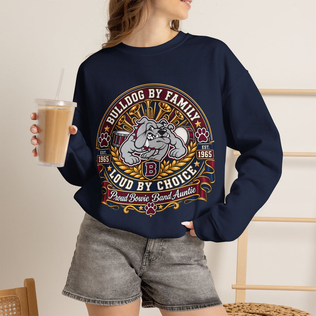 Bulldog By Family Crewneck Sweatshirt — "Bulldog by Family, Loud by Choice" Vintage Pet Lover Pullover