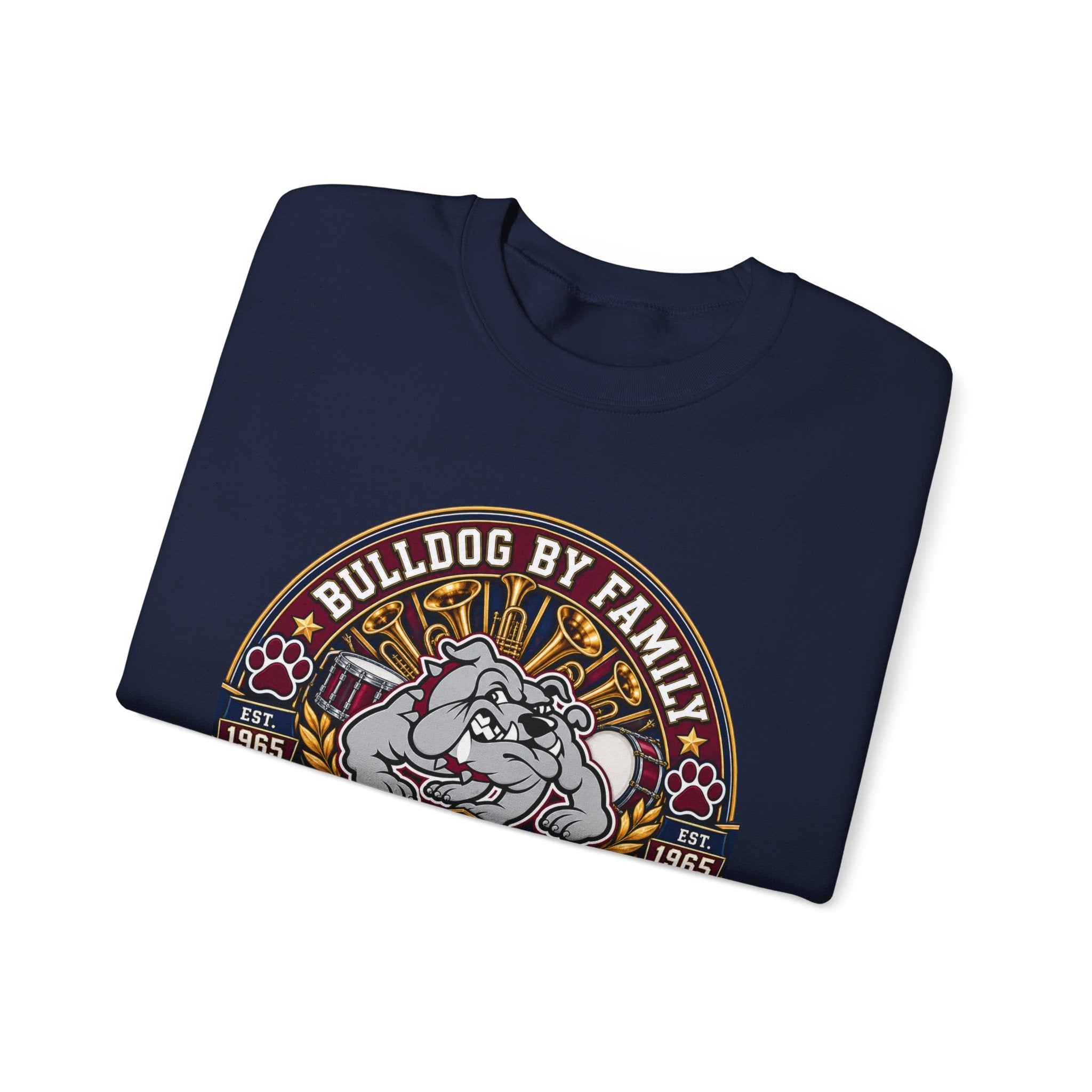 Bulldog By Family Crewneck Sweatshirt — "Bulldog by Family, Loud by Choice" Vintage Pet Lover Pullover