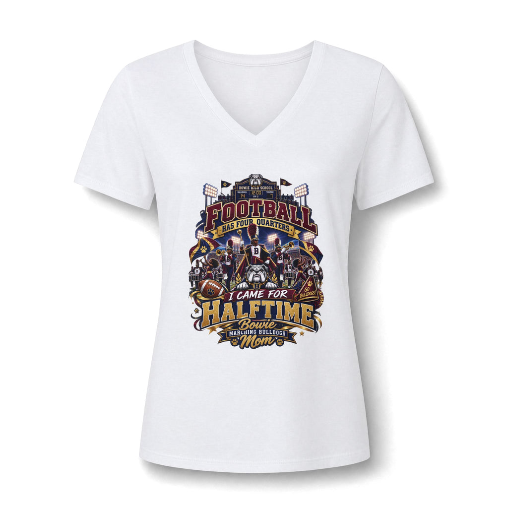Women's V-Neck Tee — 'I Came for Halftime' Football Mom Graphic