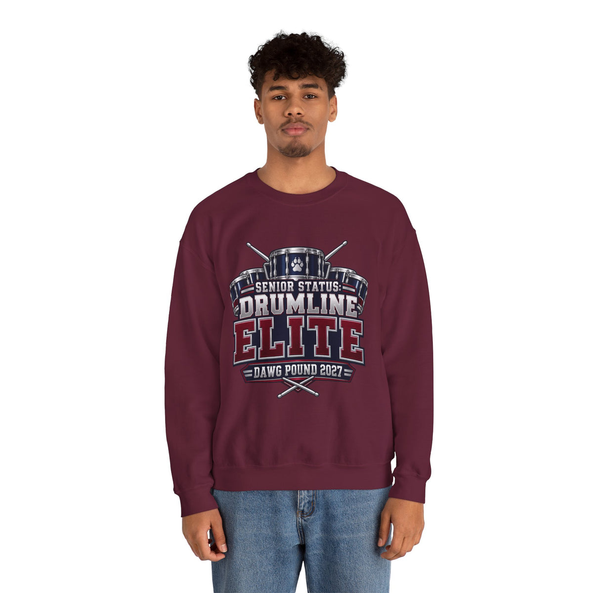 Drumline Elite Crewneck Sweatshirt — "Senior Status" Dawg Pound 2027