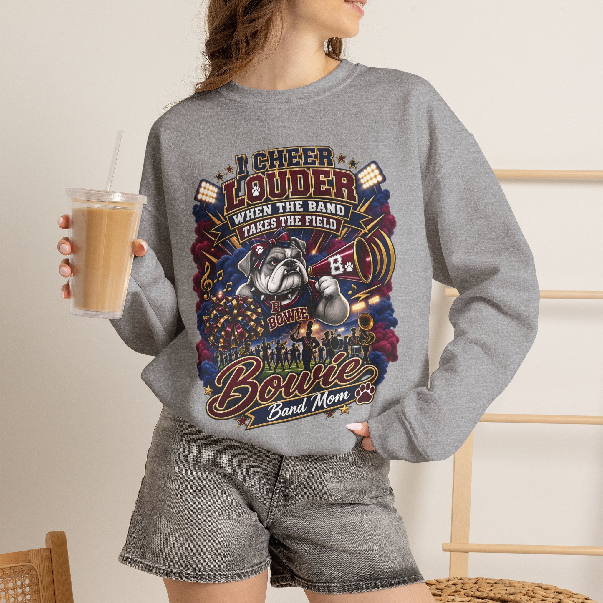 Band Mom Crewneck Sweatshirt - "I Cheer Louder When The Band Takes The Field" Marching Band Supporter Pullover
