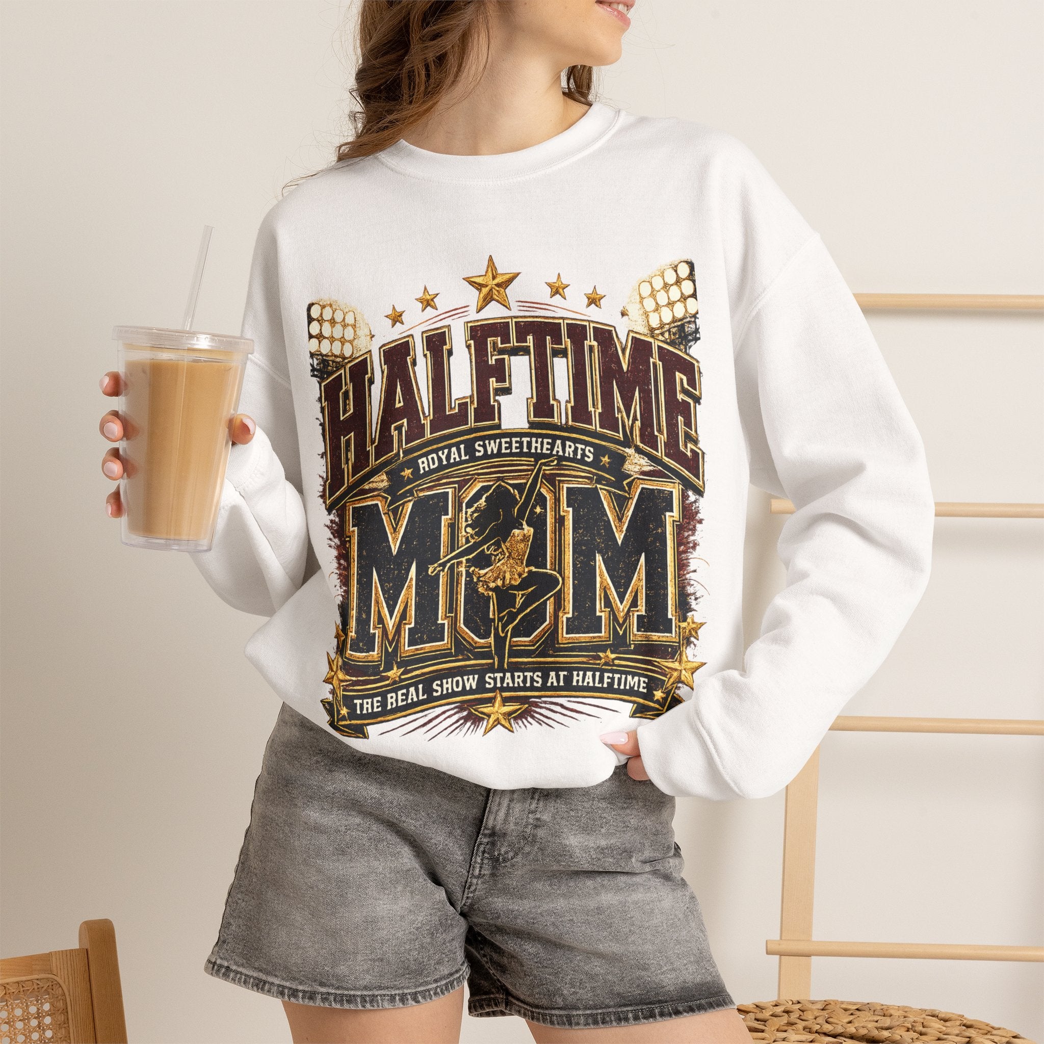 Halftime Mom Crewneck Sweatshirt — Marching Band / Royal Sweethearts Design