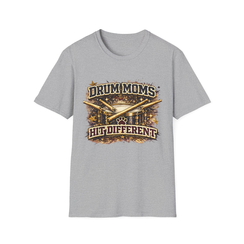 Drum Moms T-Shirt — "Drum Moms Hit Different" Graphic Tee for Proud Band Moms