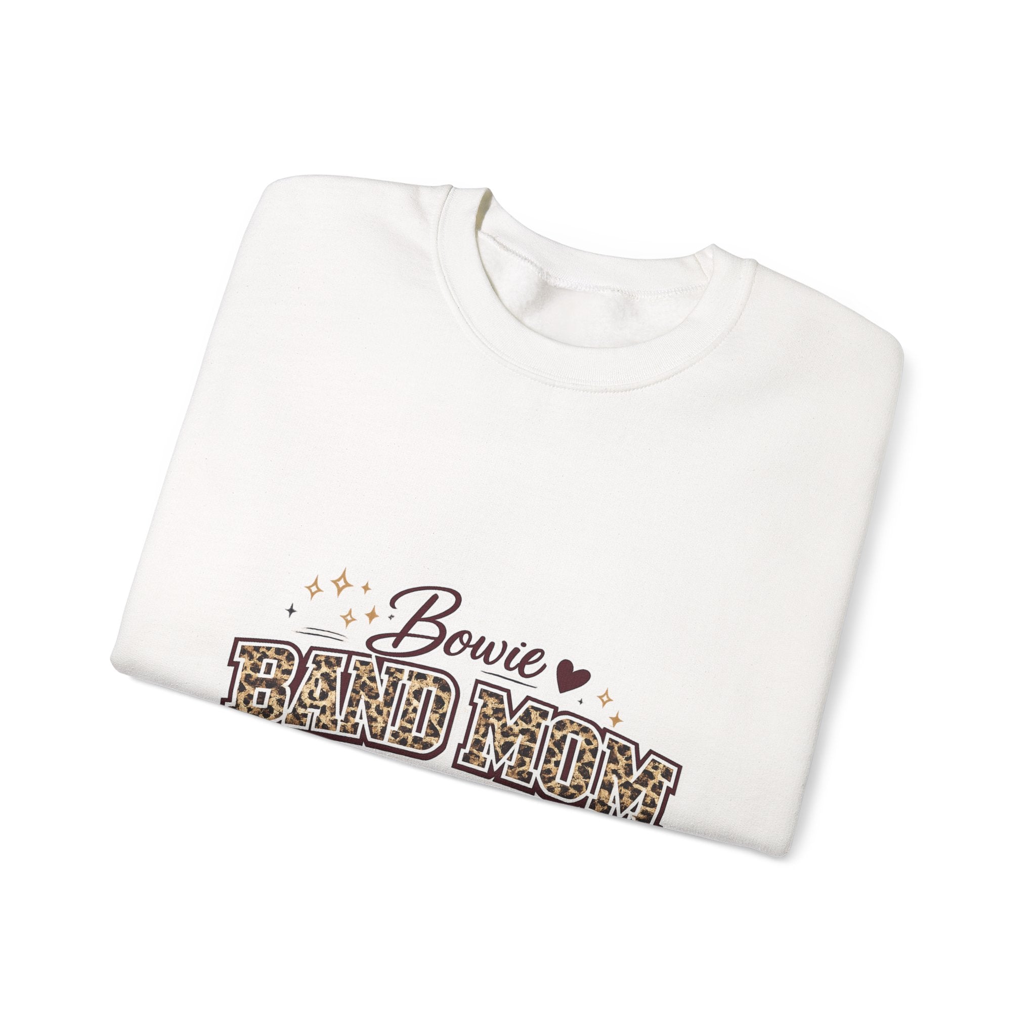 Band Mom Crewneck Sweatshirt — Bowie Marching Bulldogs Leopard Print