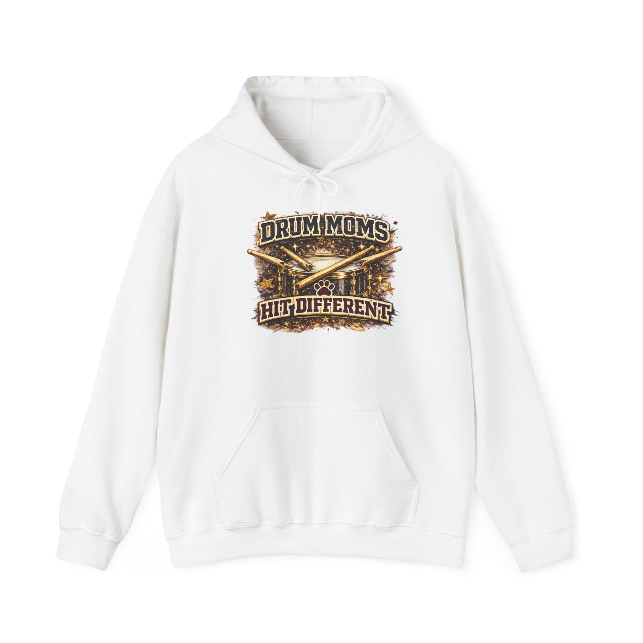 Drum Moms Hoodie - "Drum Moms Hit Different" Vintage Drumsticks Graphic