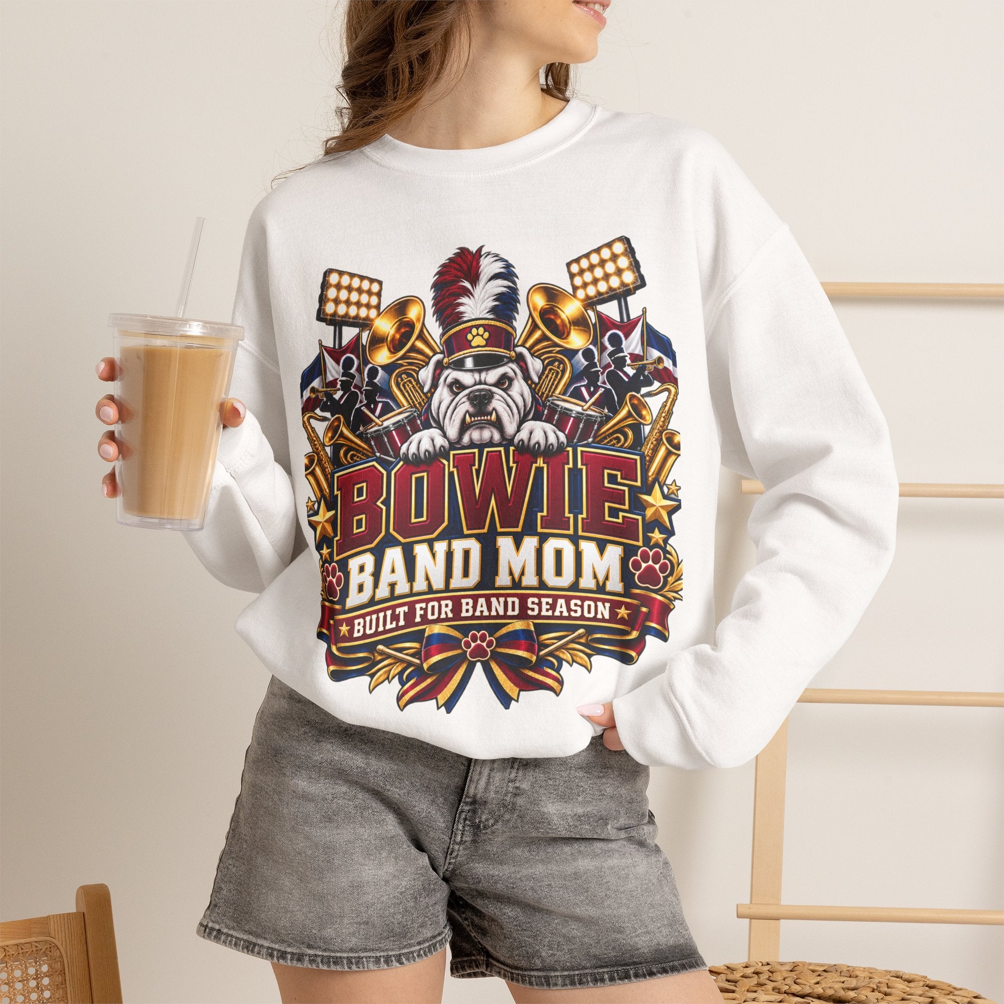 Band Mom Crewneck Sweatshirt — "Bowie Band Mom" Marching Band Mom Pullover