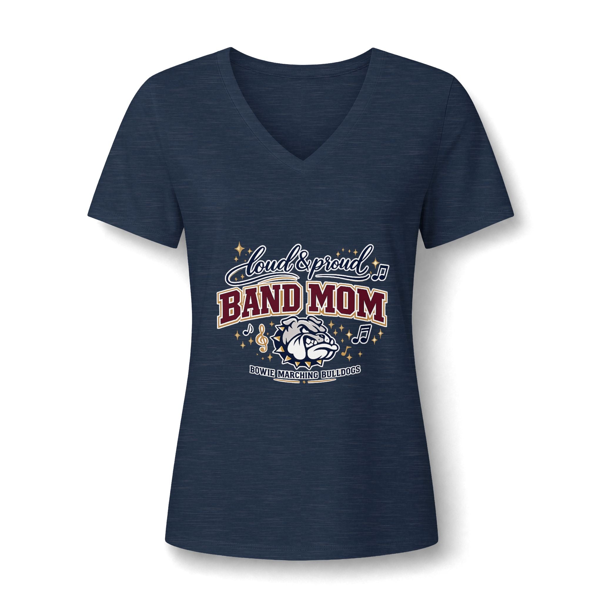 Bowie Bulldogs Band Mom V-Neck T-Shirt