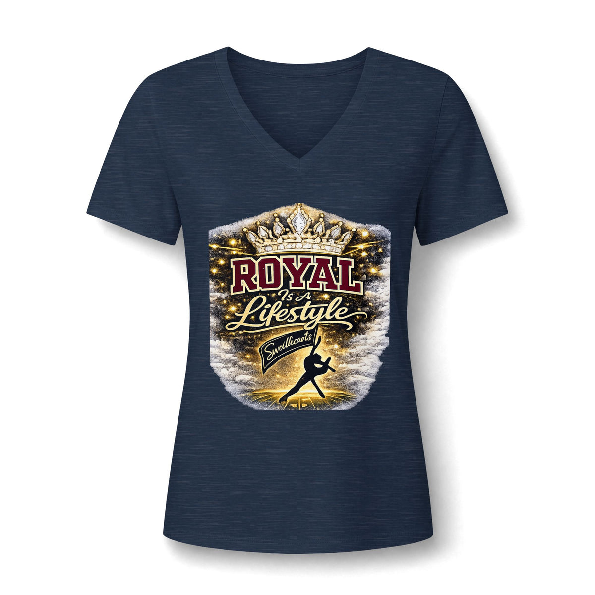 Women's V-Neck Tee — "Royal Is A Lifestyle" Graphic Tee
