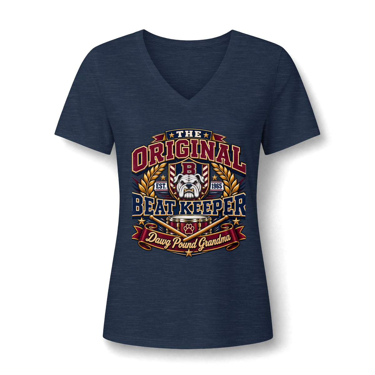 Beat Keeper Grandma V-Neck Tee — The Original Drum Pound Grandma Music Lover Shirt