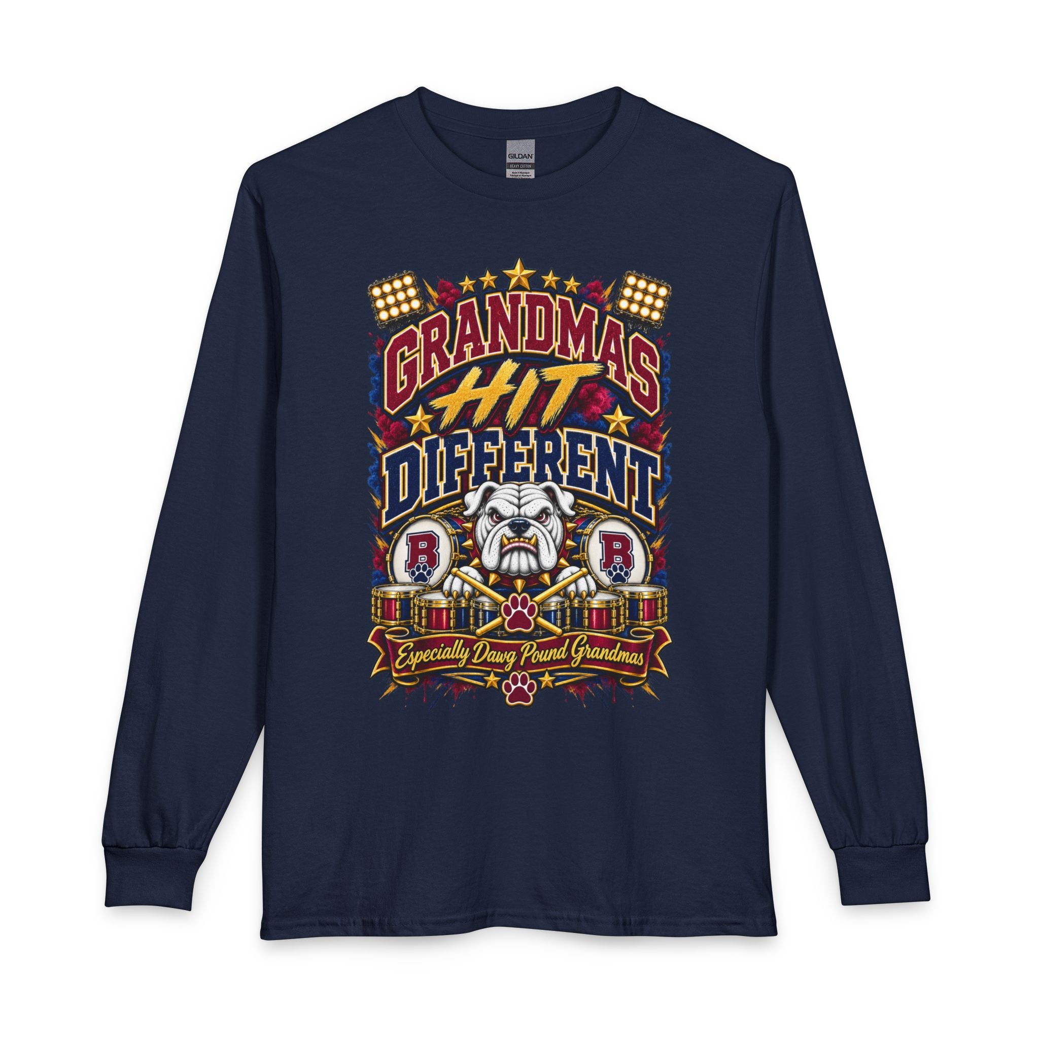 Grandma’s Hit Different Long Sleeve Tee — Funny Bulldog Family Pride Shirt