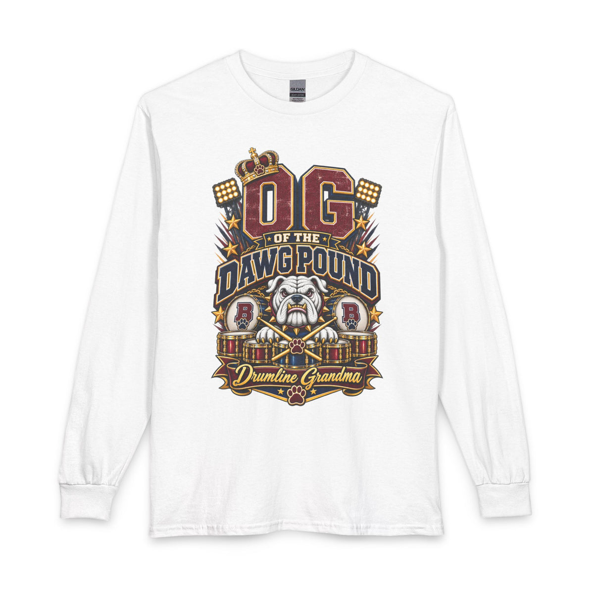 OG of the Dawg Pound Long Sleeve Tee — Dumline Grandma Bulldog Football Fan Shirt