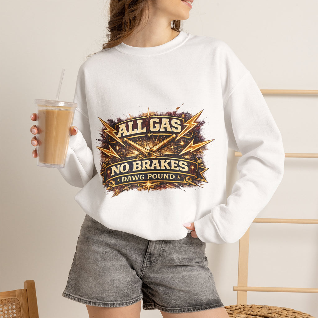 All Gas No Brakes Crewneck Sweatshirt — Vintage Racing Graphic Pullover