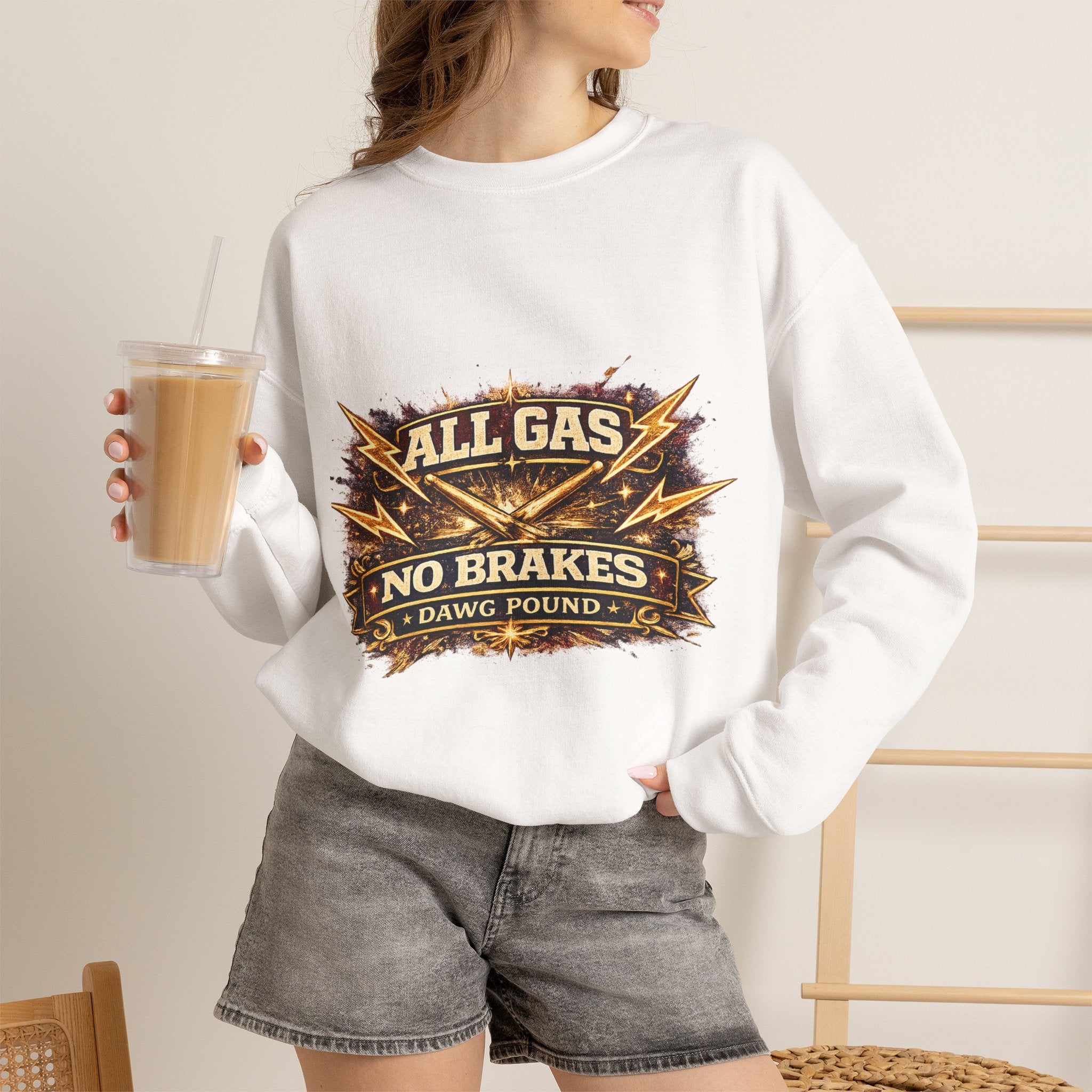 All Gas No Brakes Crewneck Sweatshirt — Vintage Racing Graphic Pullover