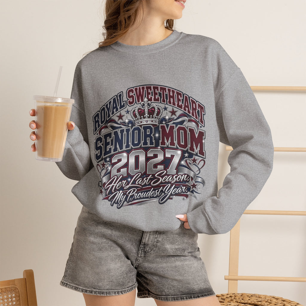 Senior Mom 2027 Crewneck Sweatshirt – "Royal Sweetheart" Graduation Mom Gift