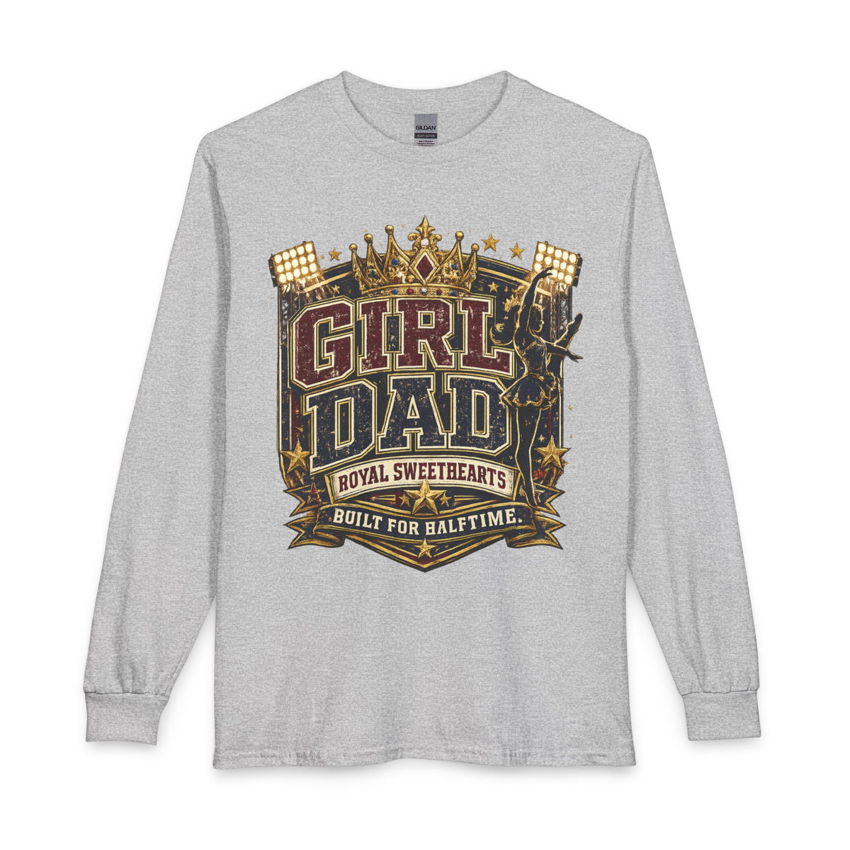 Girl Dad Long Sleeve Tee — 'Girl Dad: Royal Sweethearts, Built for Halftime' Athletic Dad Shirt