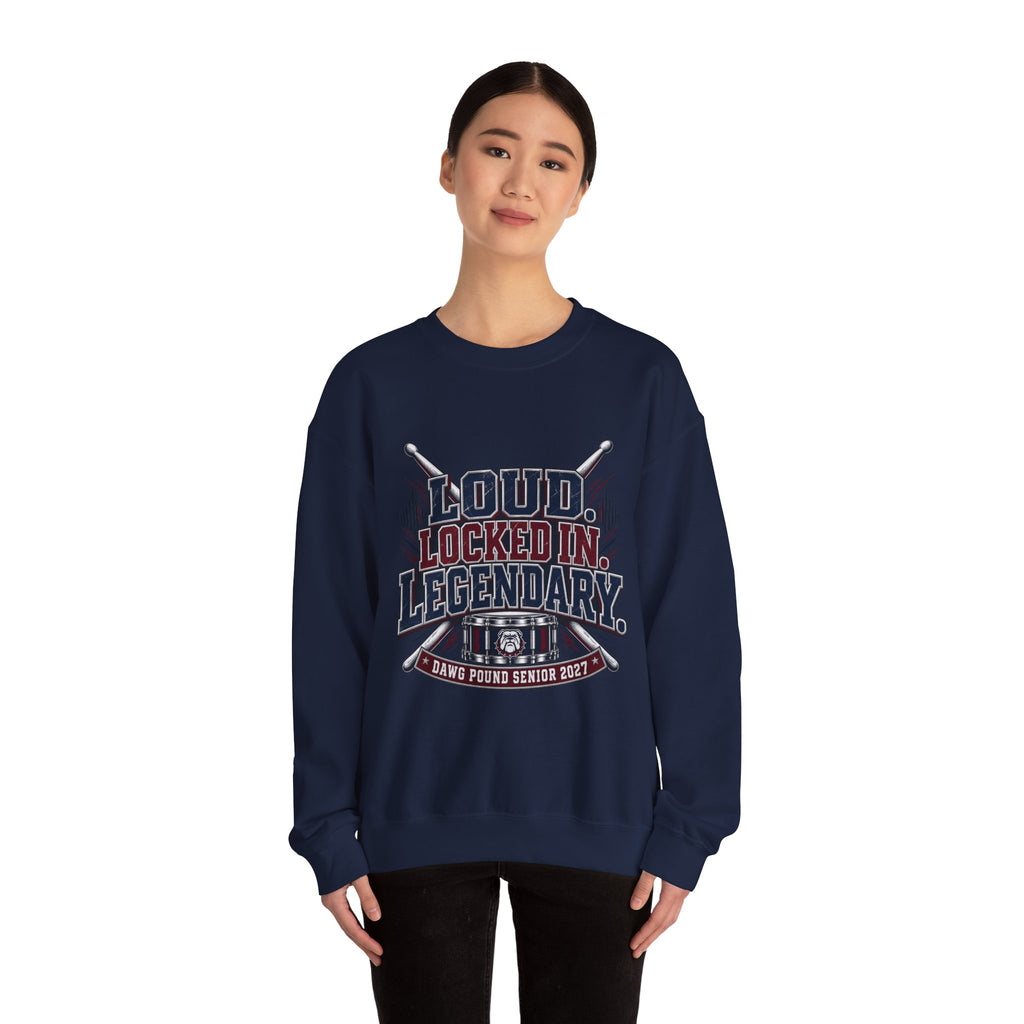 Crewneck Sweatshirt — "Loud Locked In Legendary" Vintage Baseball Senior 2027