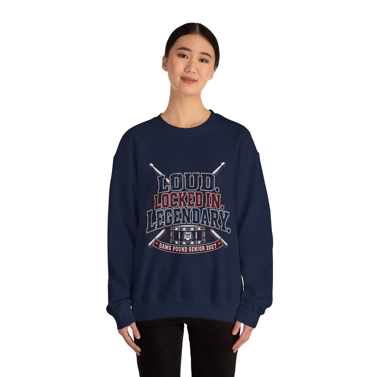 Crewneck Sweatshirt — "Loud Locked In Legendary" Vintage Baseball Senior 2027