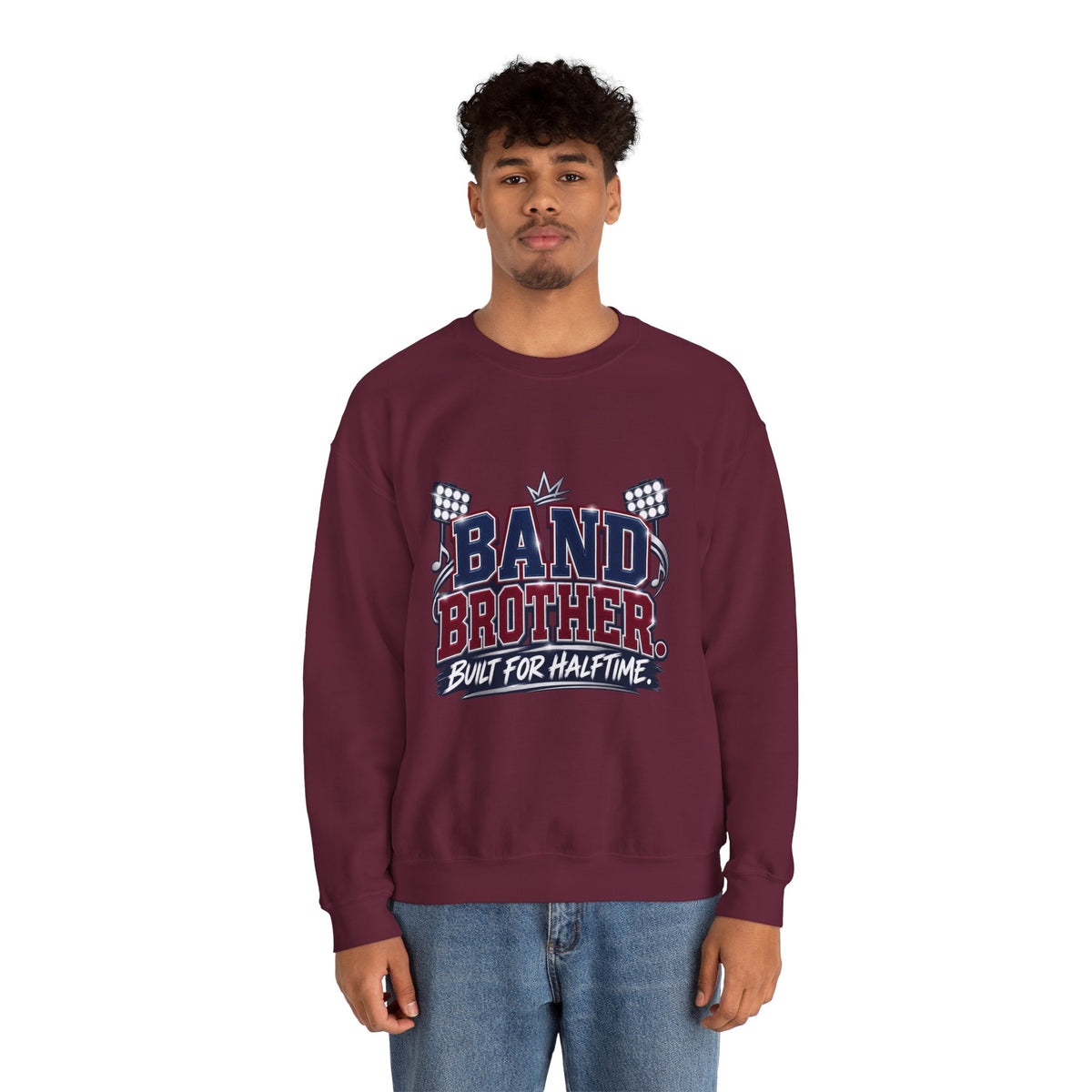 Band Brother Crewneck Sweatshirt — "Built for Halftime" Football Band Tee
