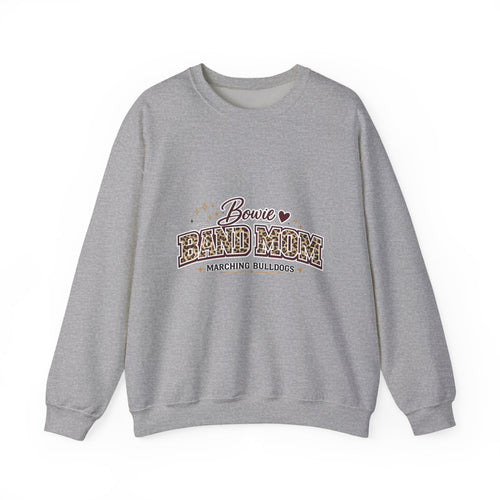 Band Mom Crewneck Sweatshirt — Bowie Marching Bulldogs Leopard Print