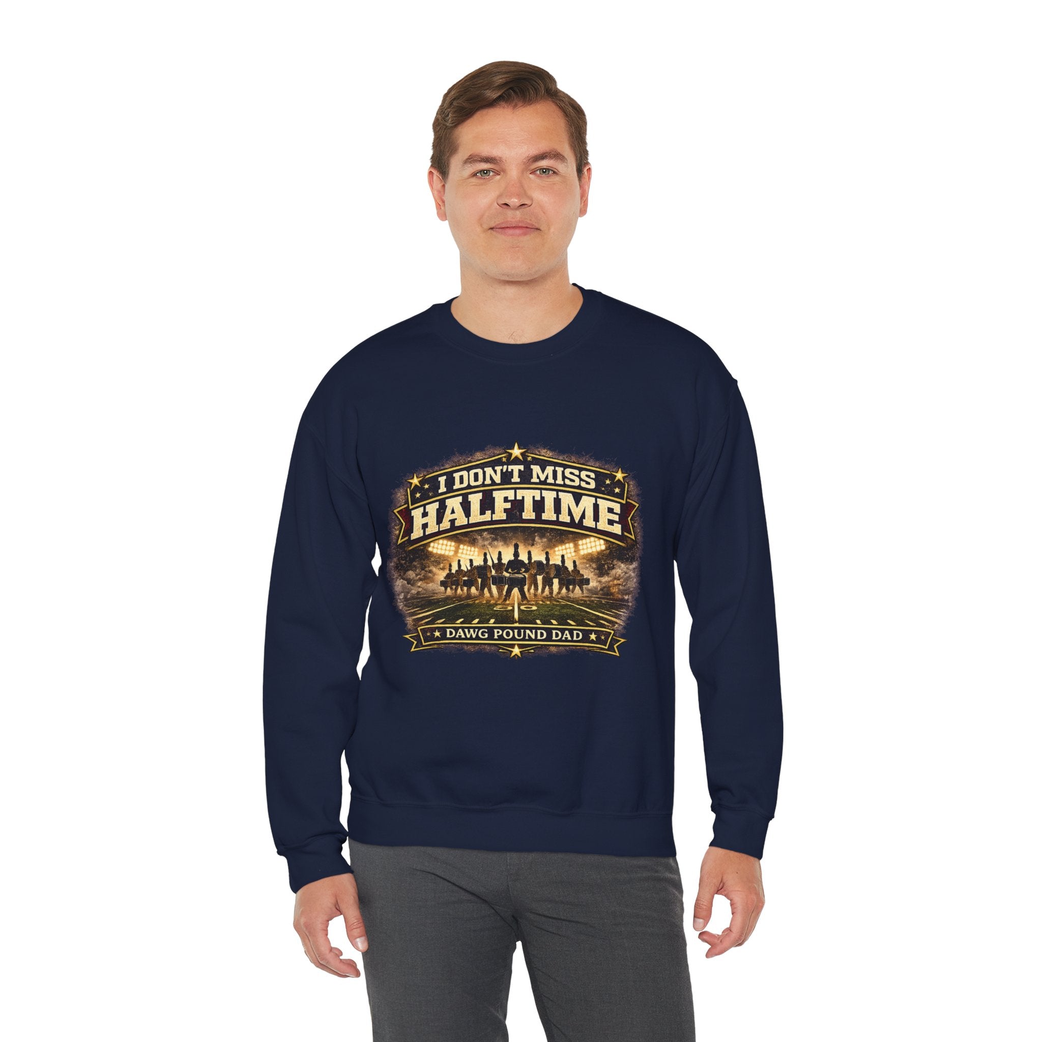 Halftime Dad Crewneck Sweatshirt — "I Don't Miss Halftime" Football Dad Pullover