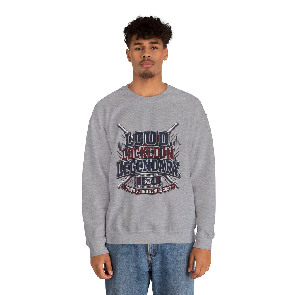 Crewneck Sweatshirt — "Loud Locked In Legendary" Vintage Baseball Senior 2027