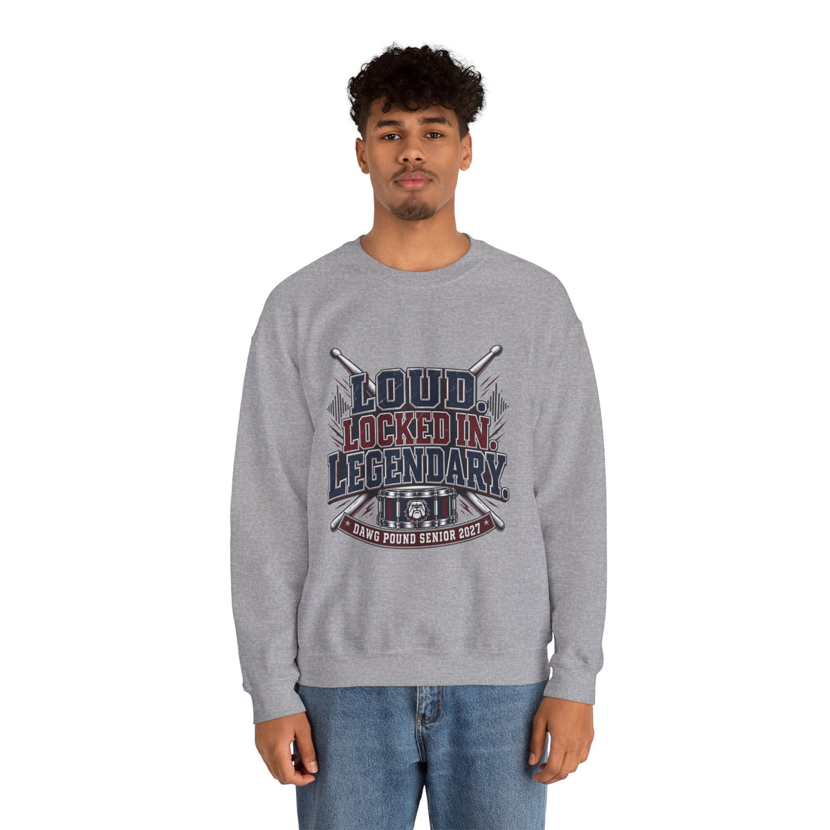 Crewneck Sweatshirt — "Loud Locked In Legendary" Vintage Baseball Senior 2027