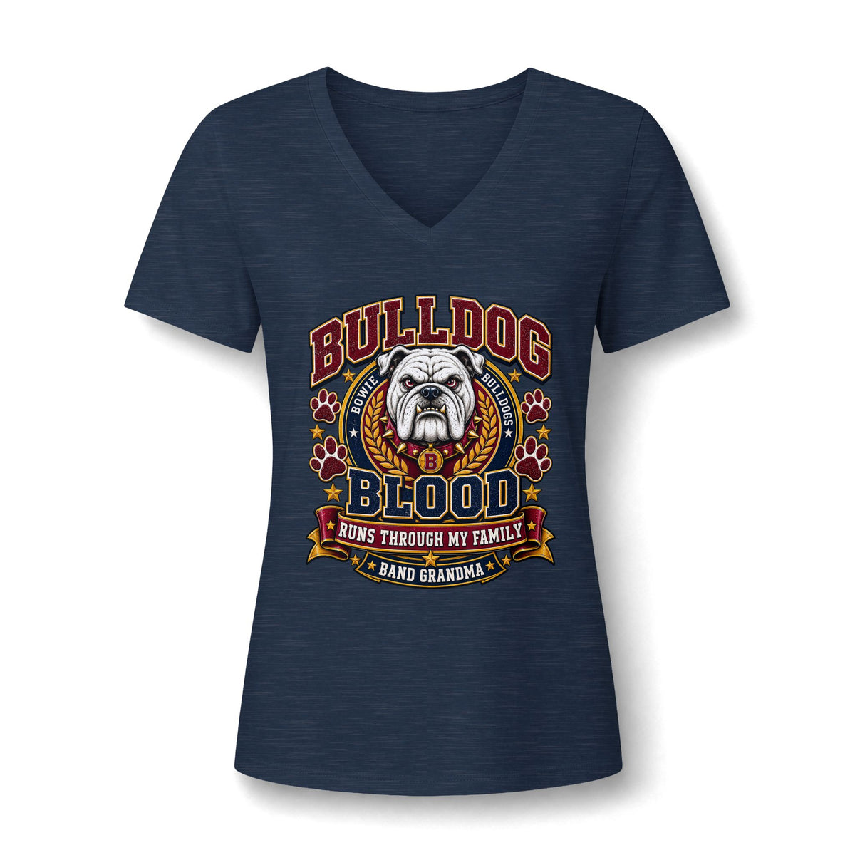 Bulldog Blood V-Neck Tee – Proud Bulldog Grandma Shirt