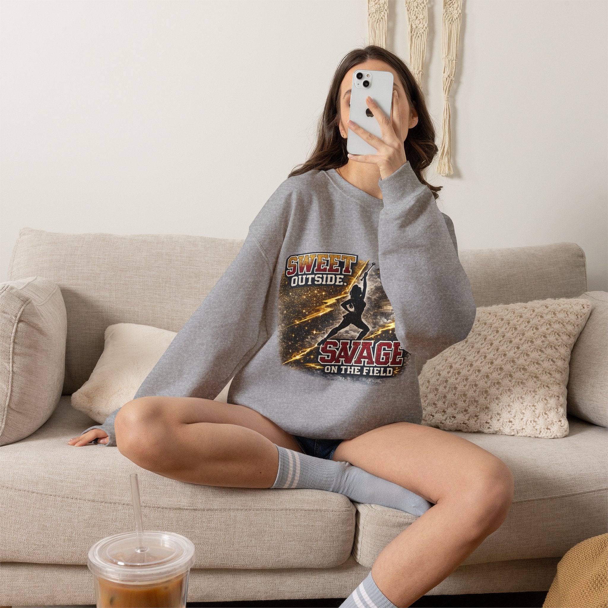 Football Player Graphic Sweatshirt — "Sweet Outside, Savage on the Field"