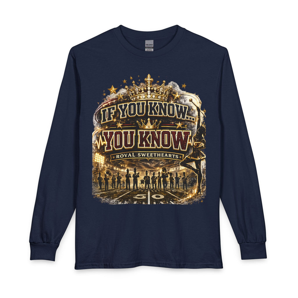 If You Know You Know Long Sleeve Tee — Retro Football 'Royal Sweethearts' Design