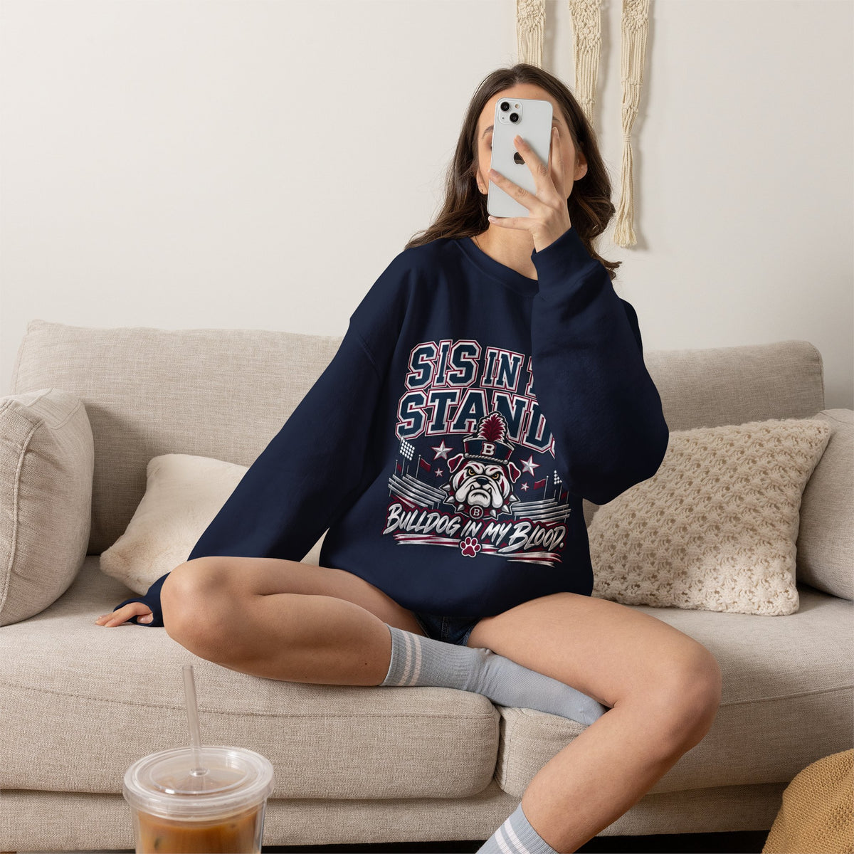 Crewneck Sweatshirt — “Sis in the Stands” Bulldog Fan Pullover