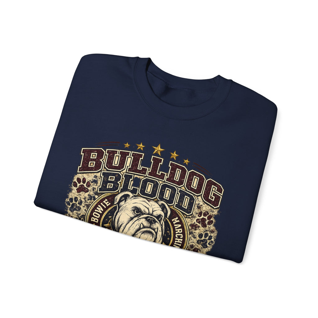 Bulldog Blood Crewneck Sweatshirt — 'Bulldog Blood Runs Through My Family' Vintage Dog Lover Pullover