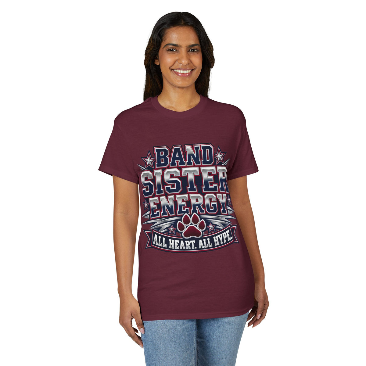 Band Sister Energy T-Shirt — "All Heart, All Hype" Marching Band Tee