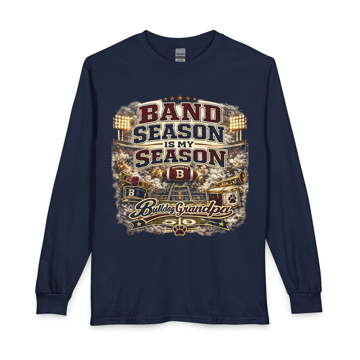 Band Season Is My Season Long Sleeve Tee — Proud Bulldog Grandpa Shirt