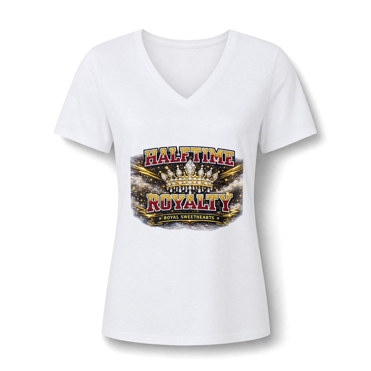 Halftime Royalty V-Neck Tee — Women's Football Game Day Shirt