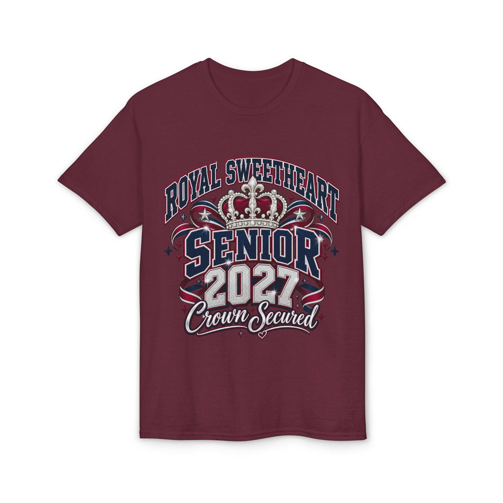 Senior 2027 Crown Secured T-Shirt — Royal Sweetheart Graduation Tee
