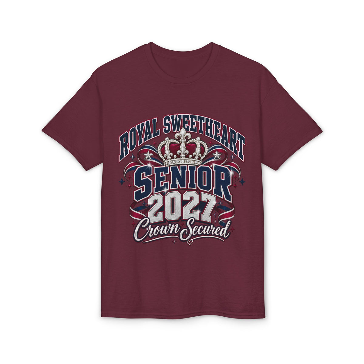 Senior 2027 Crown Secured T-Shirt — Royal Sweetheart Graduation Tee