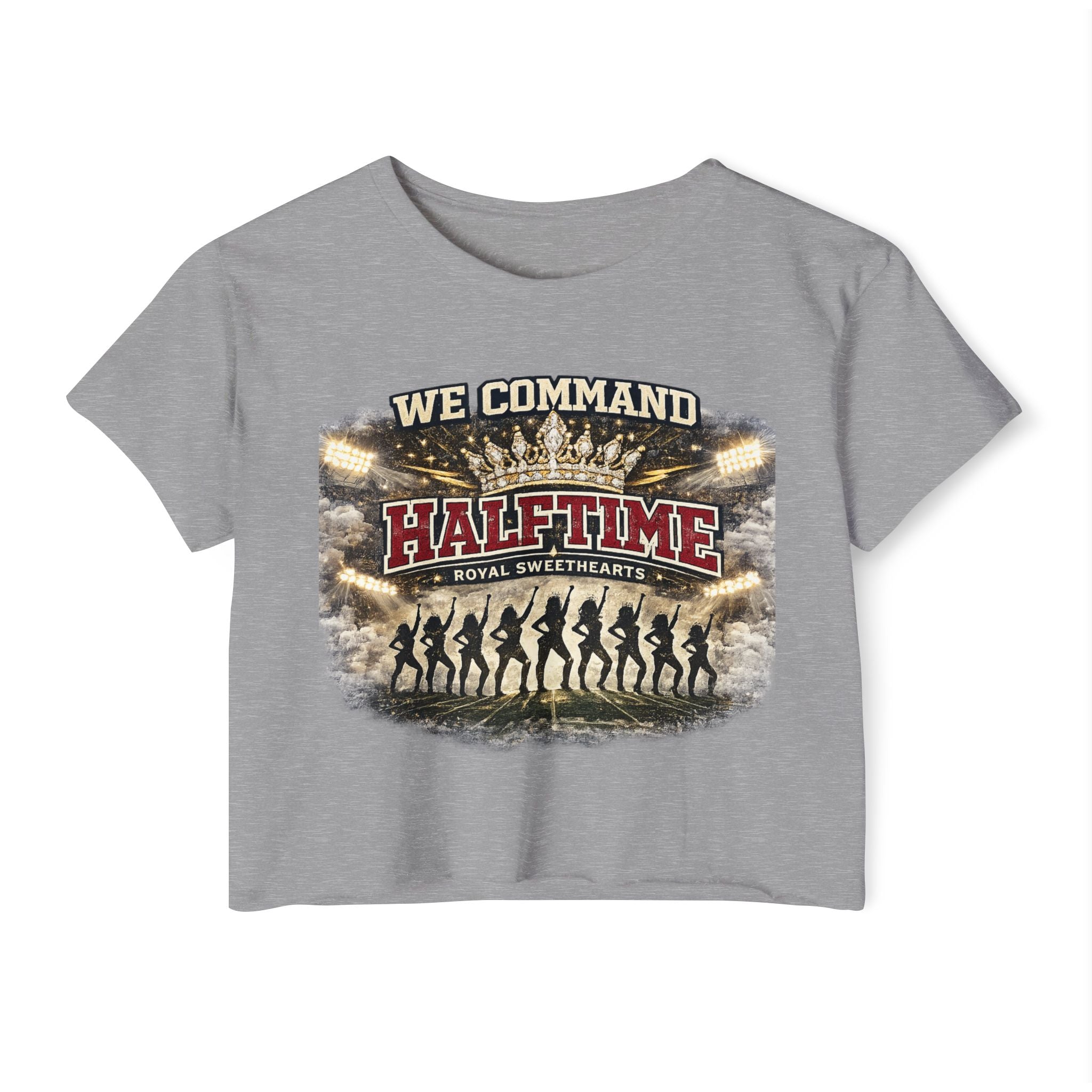 We Command Halftime Crop Top — Women's Festival Dance Team Graphic Tee