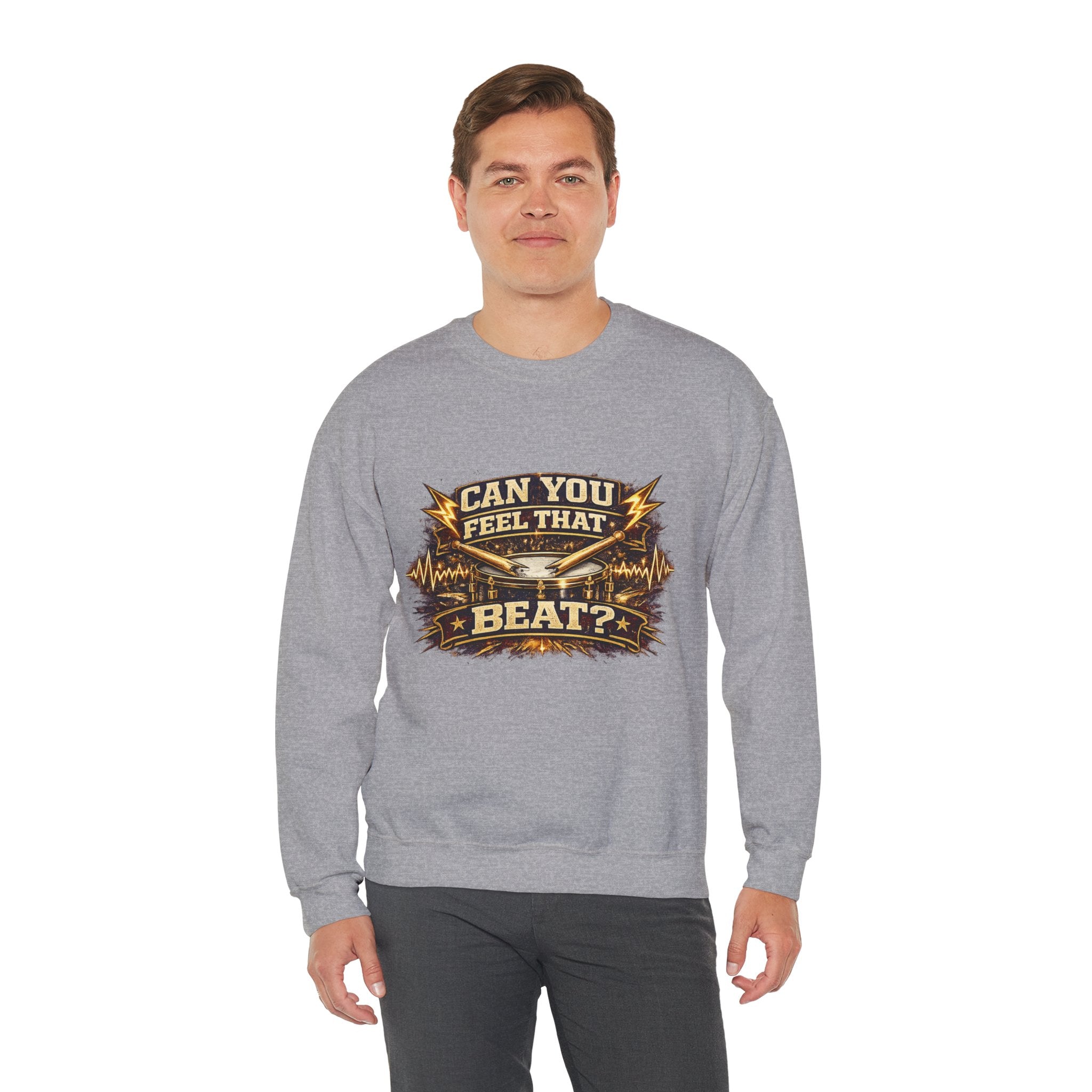 Can You Feel That Beat? Graphic Sweatshirt — Vintage Drum & Music Festival Crewneck
