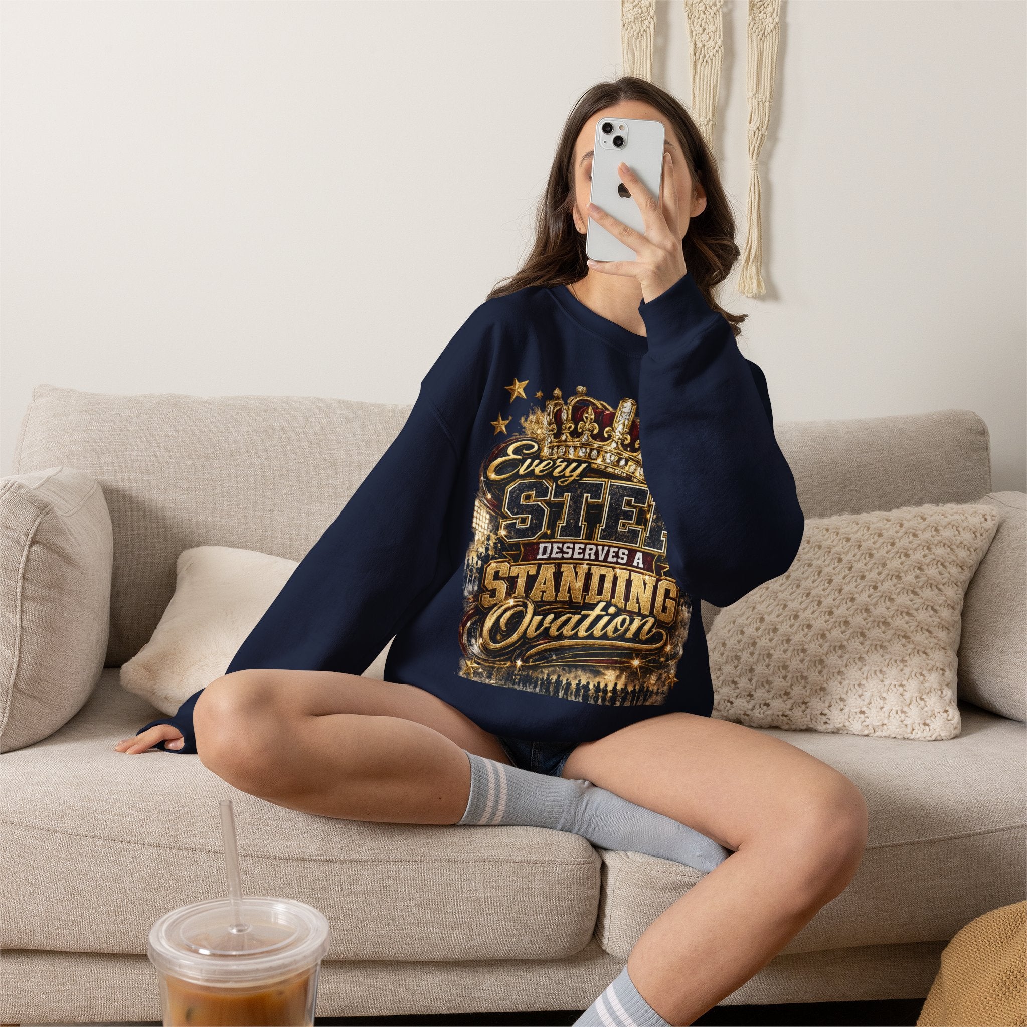 Crewneck Sweatshirt — "Every Step Deserves a Standing Ovation" Inspirational Graphic