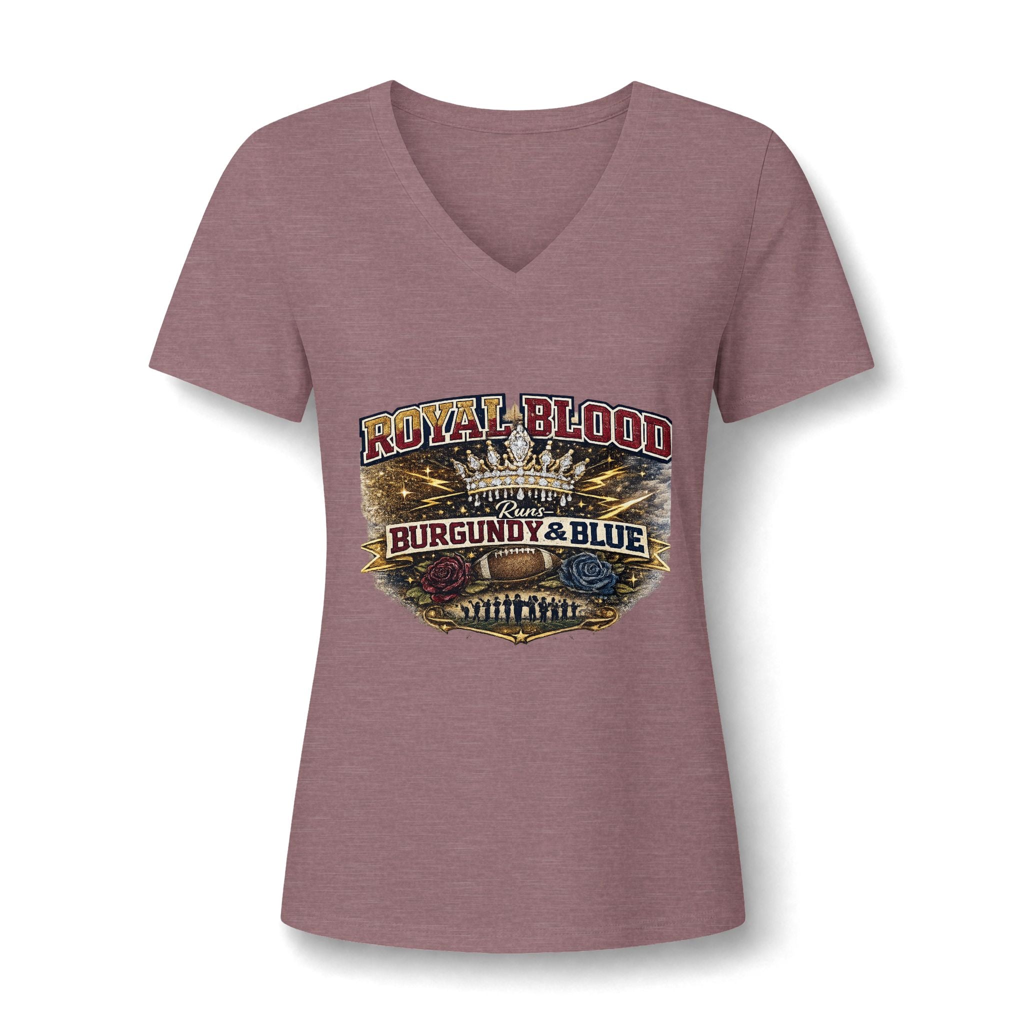 Royal Blood Burgundy & Blue Women's V-Neck Tee