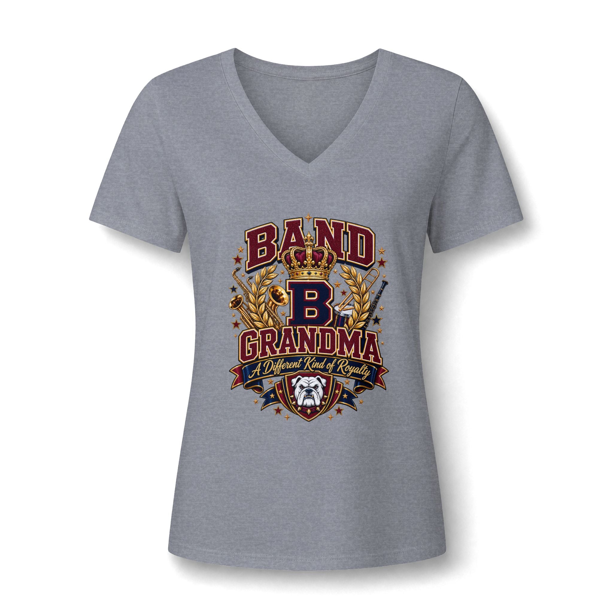 Band Grandma V-Neck Tee — Proud Marching Band Mom/Grandma Shirt