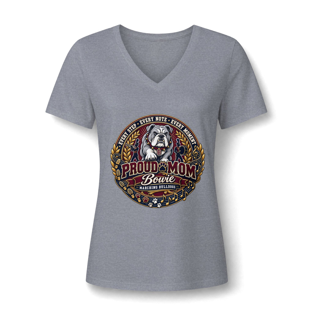 Proud Mom Bulldog V-Neck Tee — Vintage Pet Rescue Mom Shirt