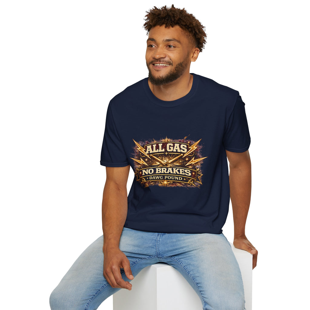 All Gas No Brakes T-Shirt — Vintage Lightning Moto Racing Tee