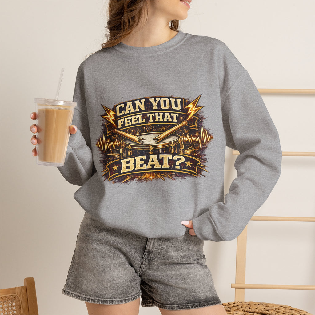 Can You Feel That Beat? Graphic Sweatshirt — Vintage Drum & Music Festival Crewneck
