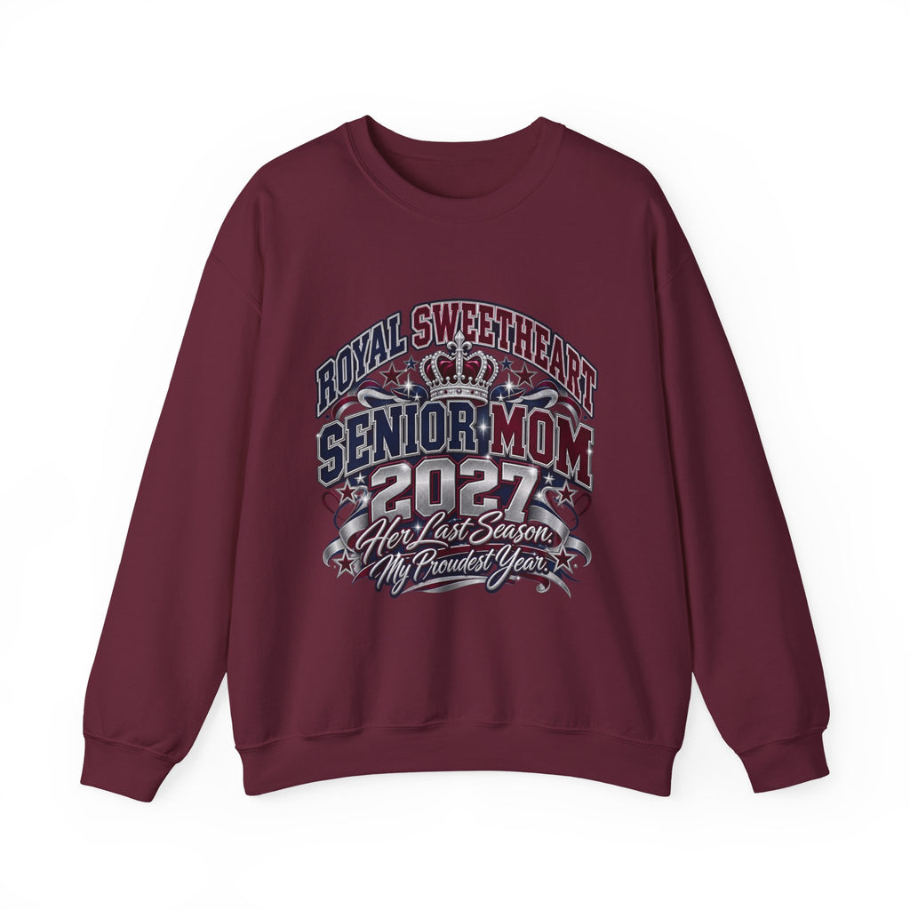 Senior Mom 2027 Crewneck Sweatshirt – "Royal Sweetheart" Graduation Mom Gift