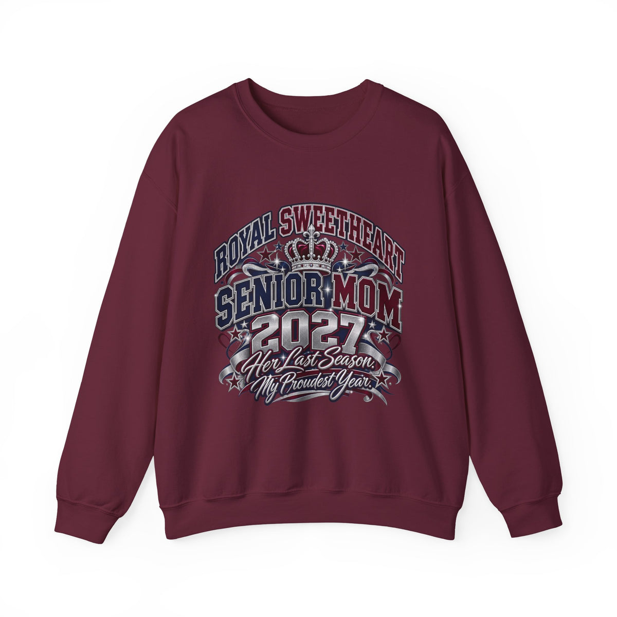 Senior Mom 2027 Crewneck Sweatshirt – "Royal Sweetheart" Graduation Mom Gift