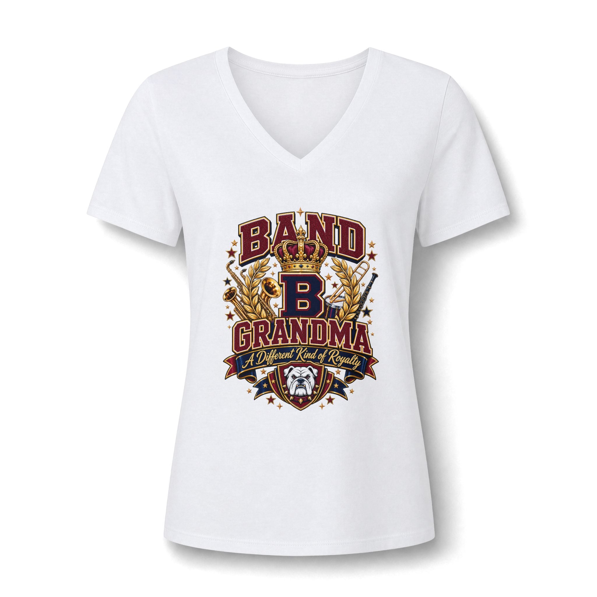 Band Grandma V-Neck Tee — Proud Marching Band Mom/Grandma Shirt